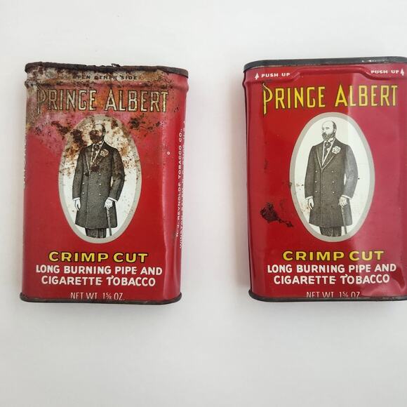 Lot of 2 Vintage Prince Albert Crimp Cut Tobacco Tins 1.5 ounce - Picture 2 of 4